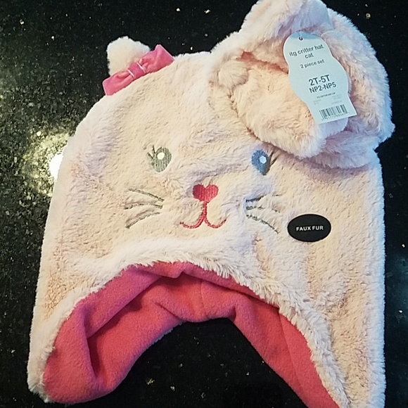 Faux Fur cat hat with mittens! - Picture 1 of 2